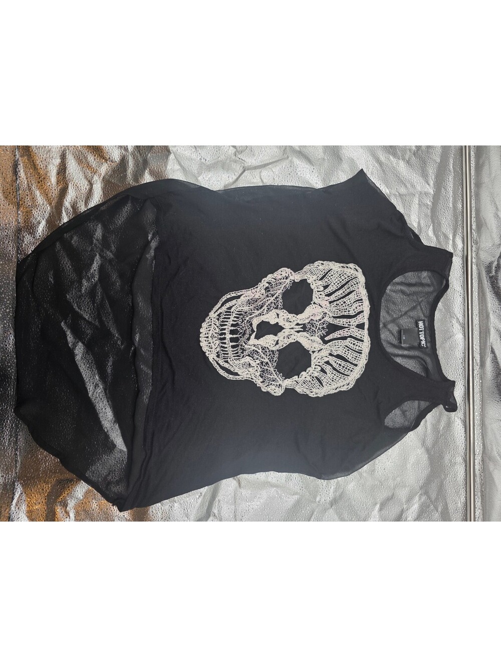 Hot Topic Black Skull Mesh Tank Top Size Small